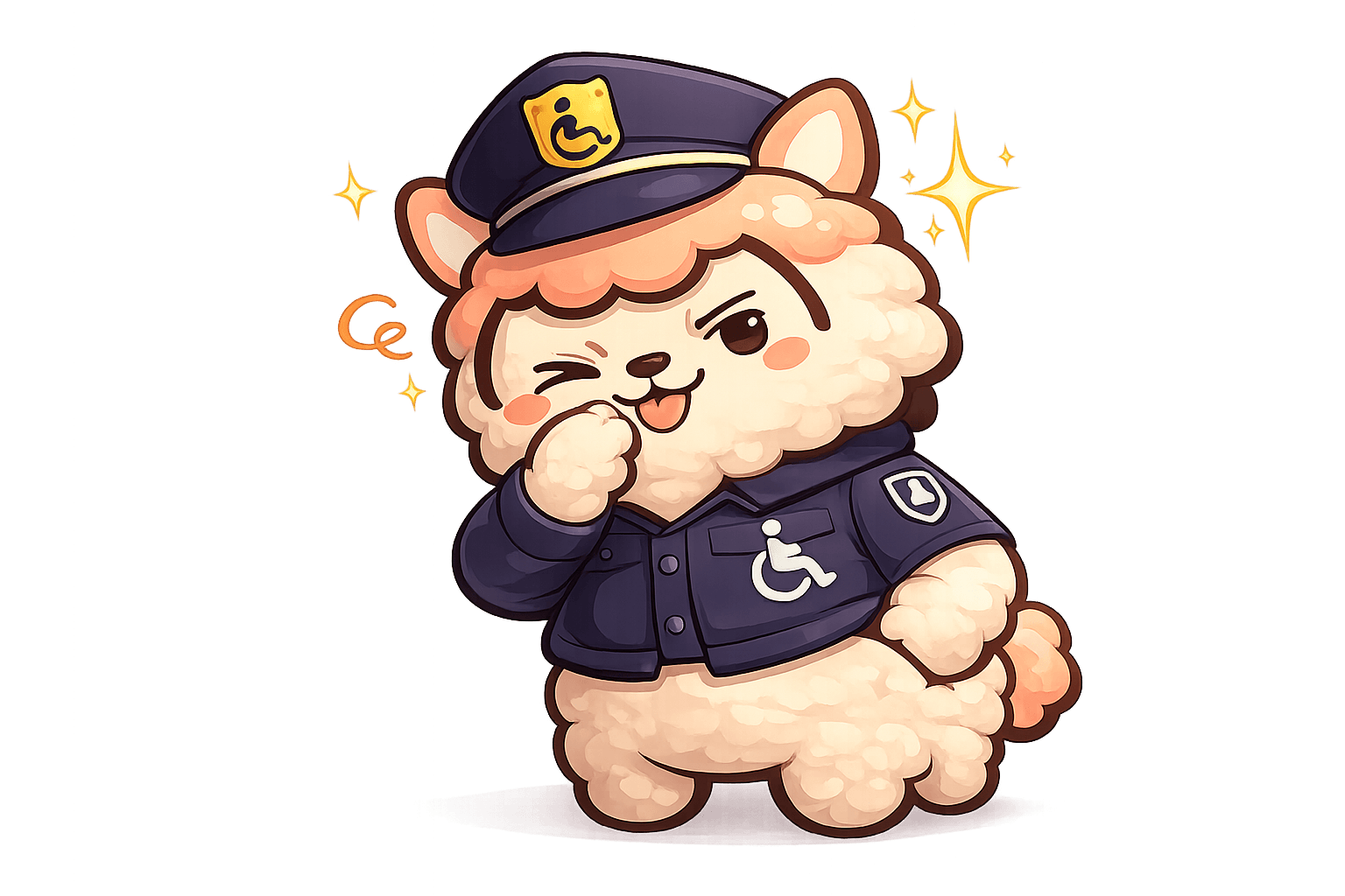 Officer Fuzzability with a cheeky grin